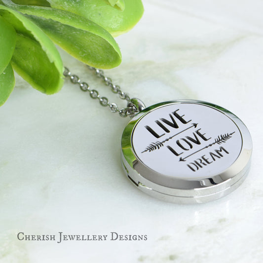 Silver Live Love Dream Aroma Pendant