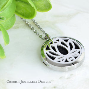 Silver Lotus Aroma Pendant