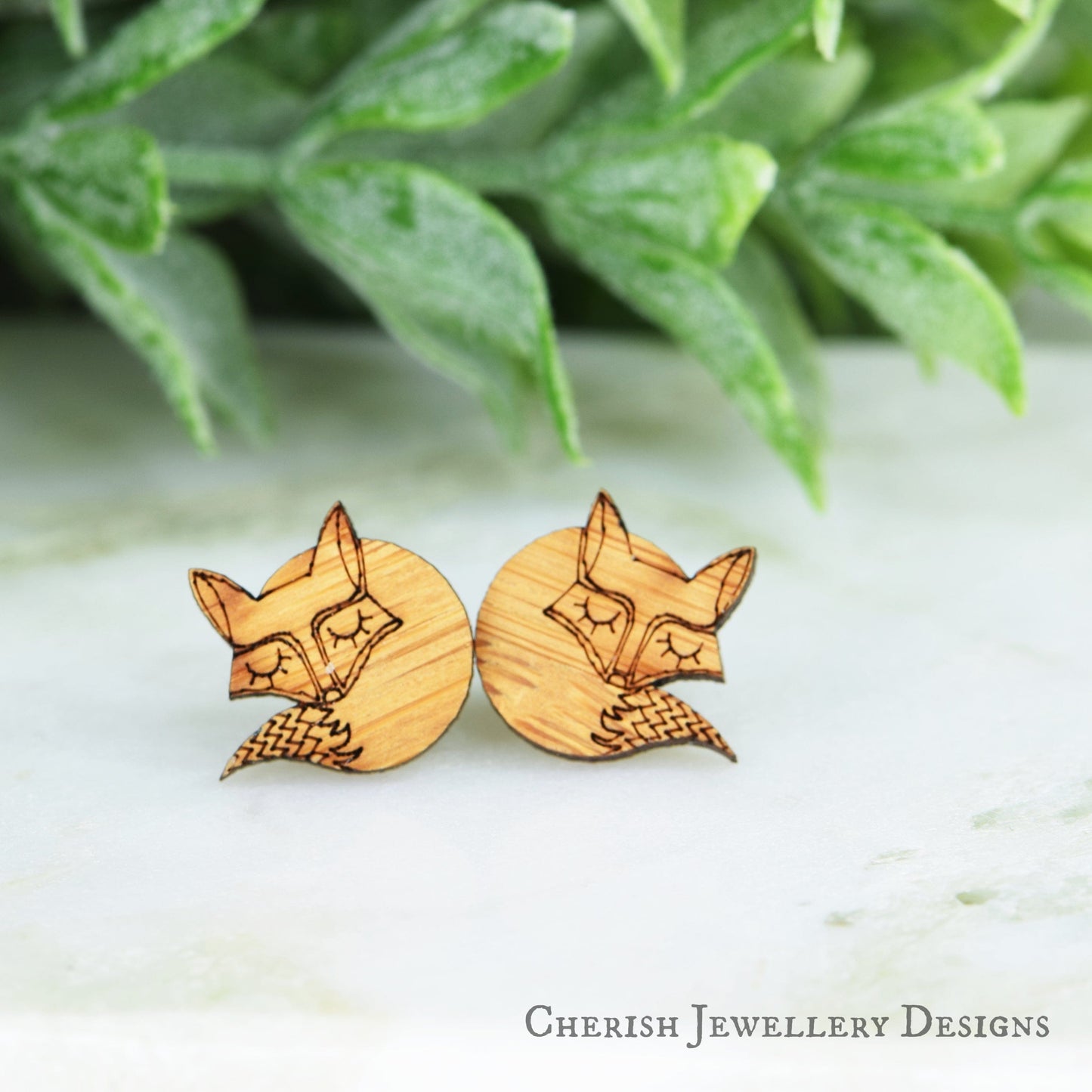 Sleepy Foxes Stud Earrings