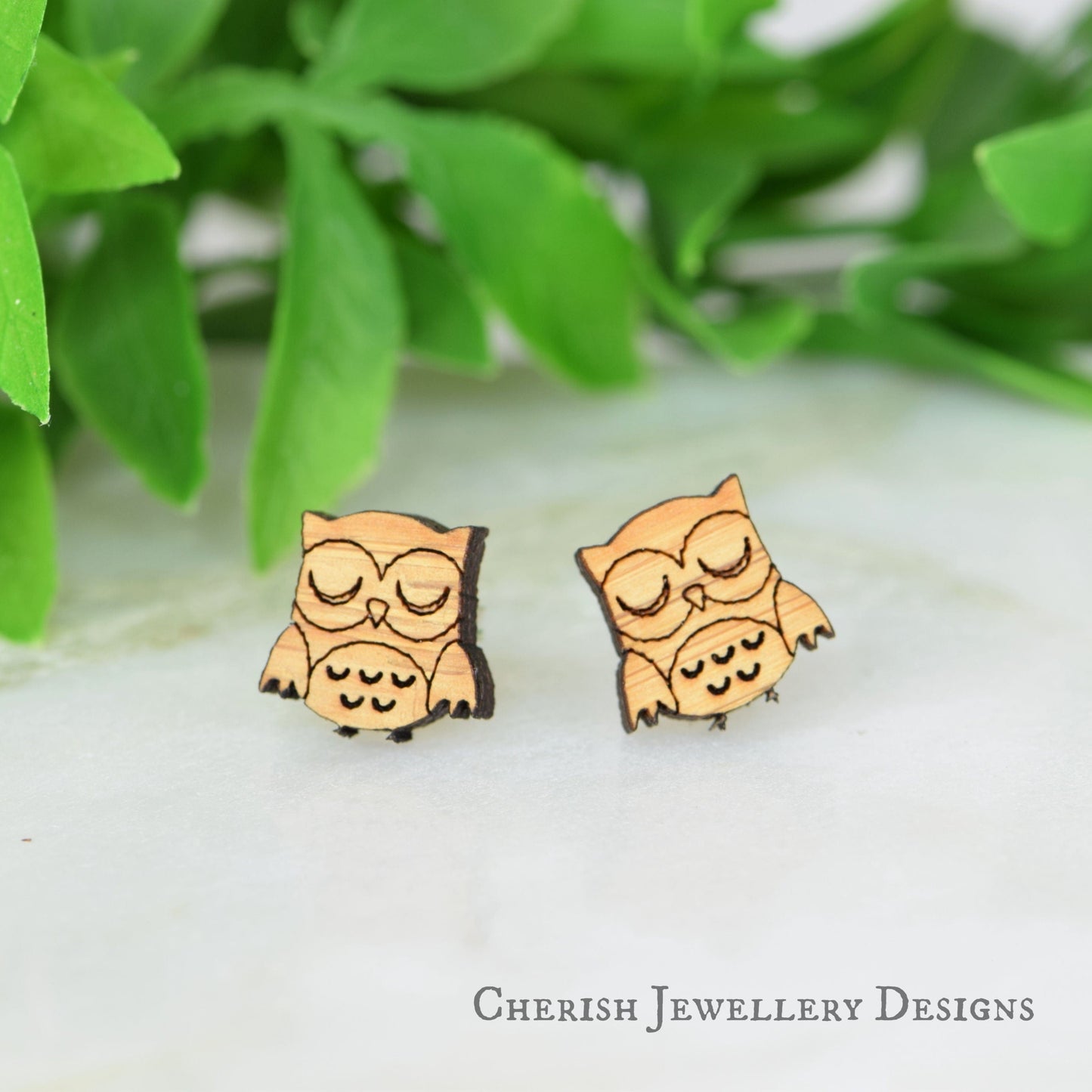 Sleepy Owl Stud Earrings