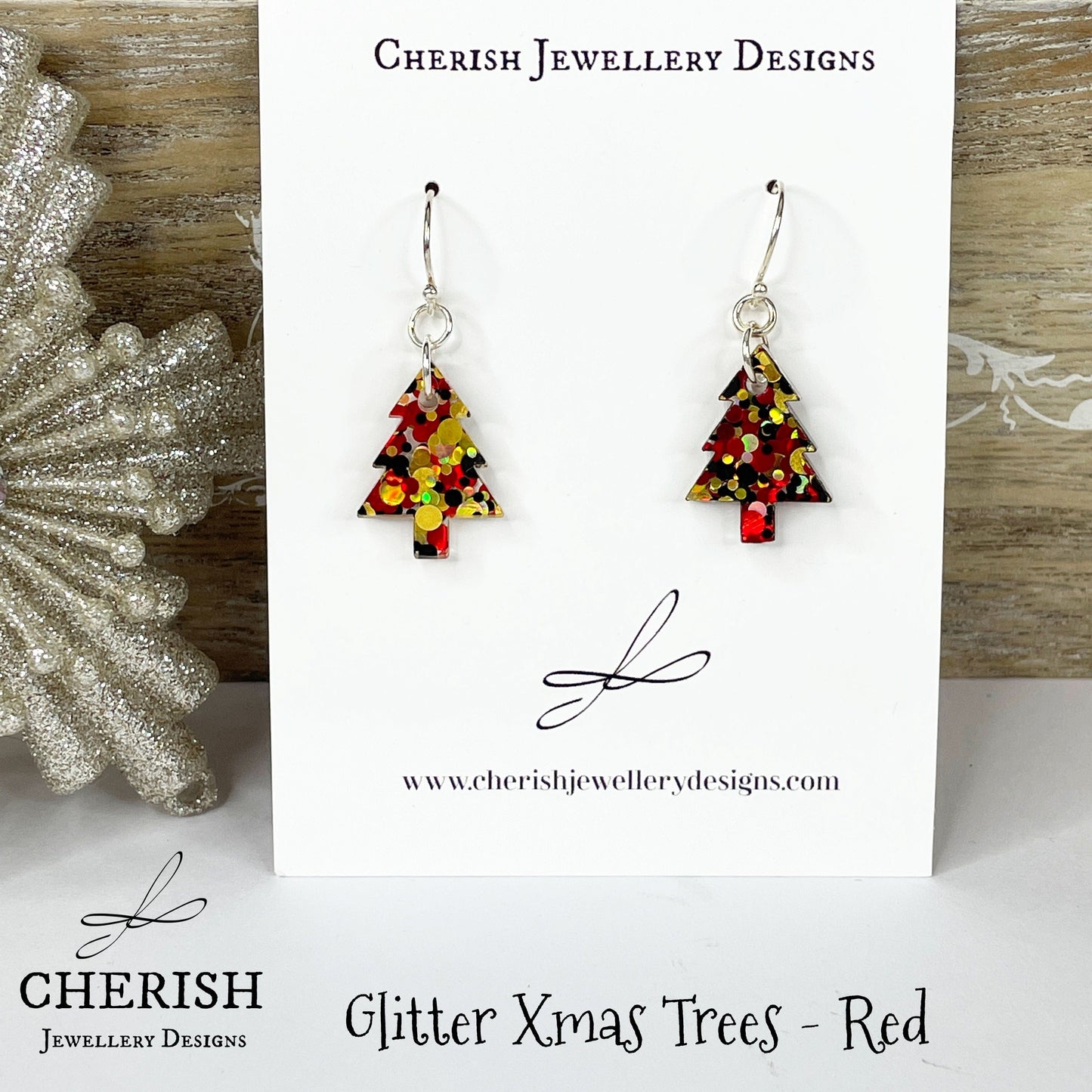 Glitter Xmas Tree Earrings