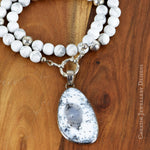 White Howlite & Sterling Silver Dendtritic Opal Pendant