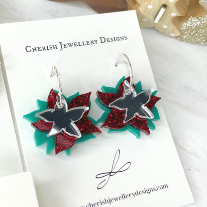 Stacked Snowflake Stud Hoop Earrings