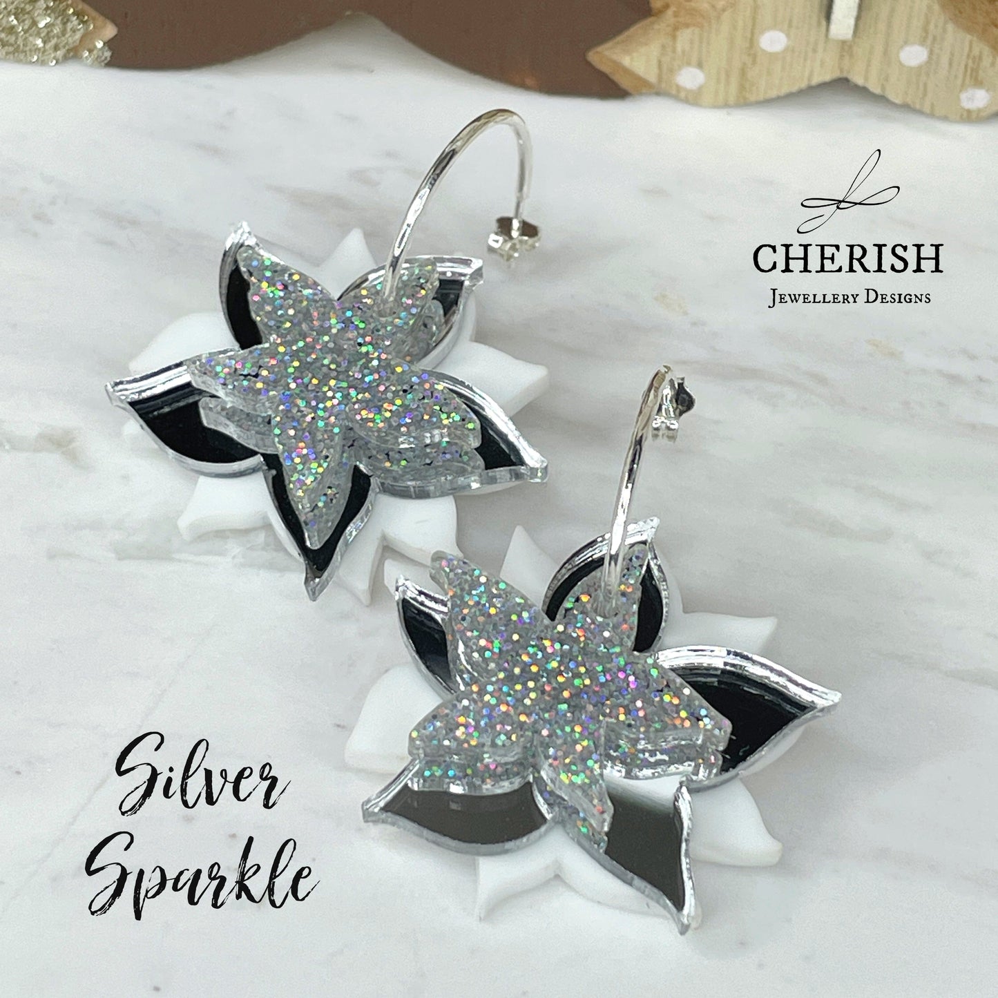 Stacked Snowflake Stud Hoop Earrings