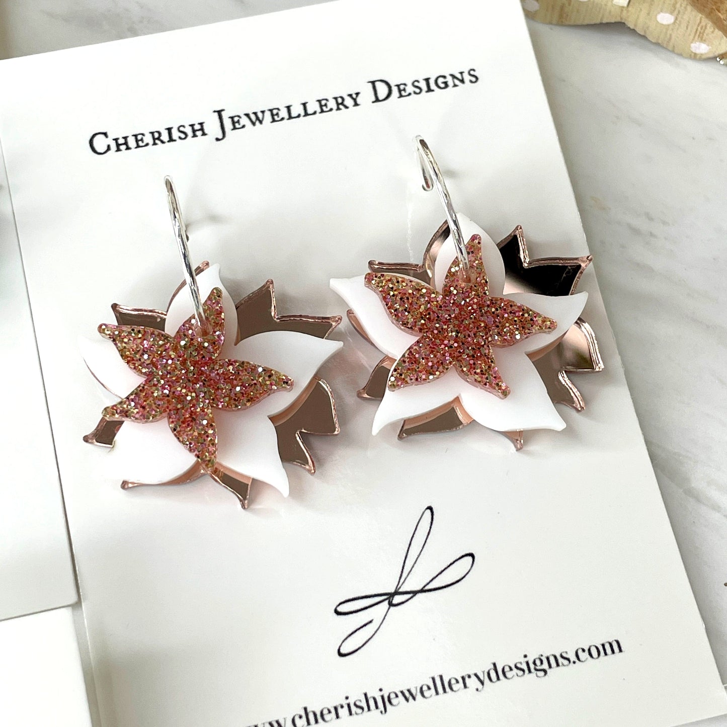 Stacked Snowflake Stud Hoop Earrings