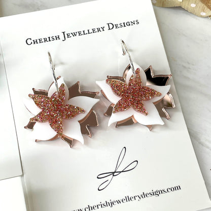 Stacked Snowflake Stud Hoop Earrings