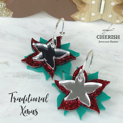 Stacked Snowflake Stud Hoop Earrings