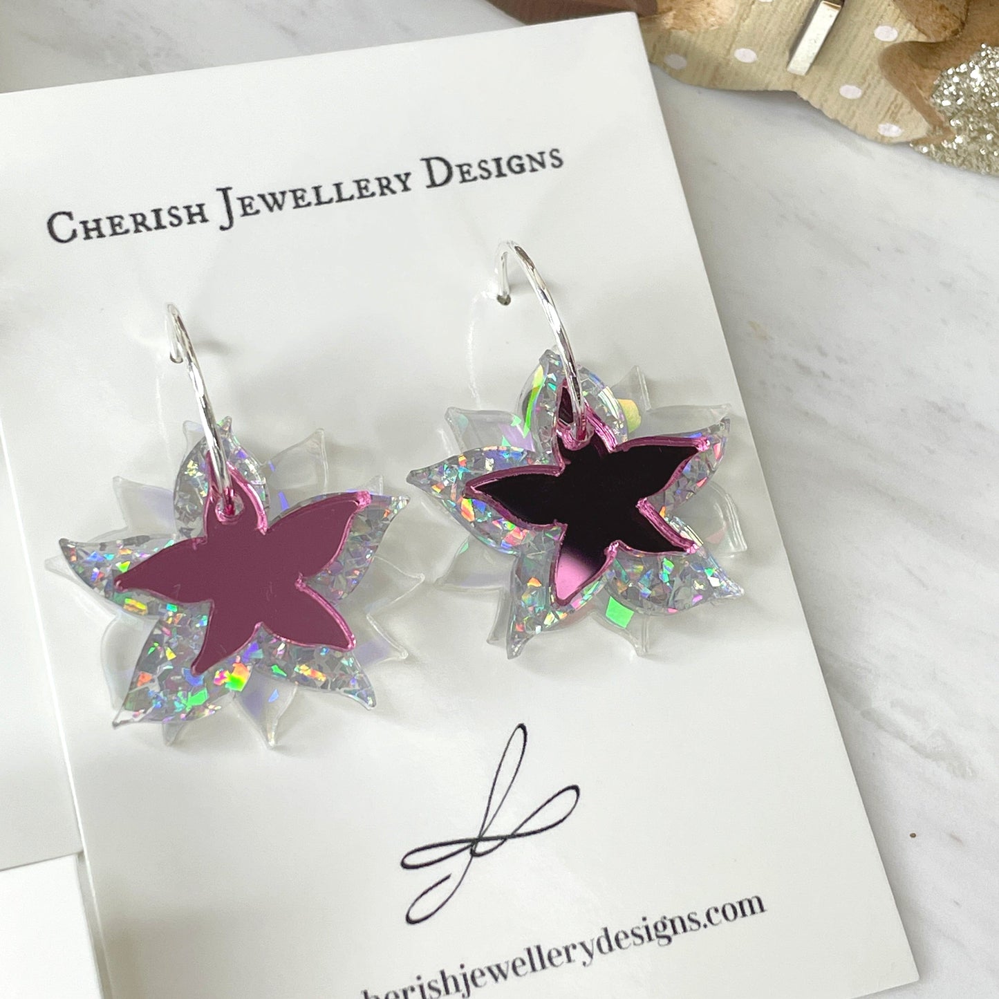 Stacked Snowflake Stud Hoop Earrings