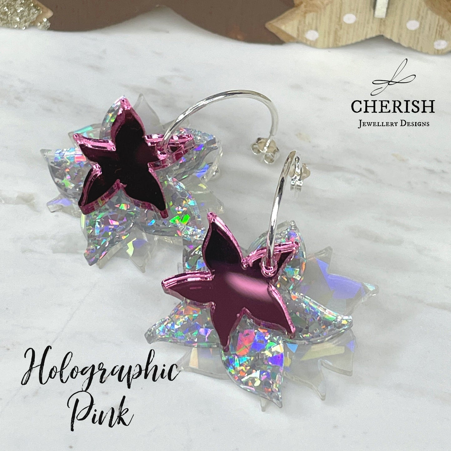 Stacked Snowflake Stud Hoop Earrings