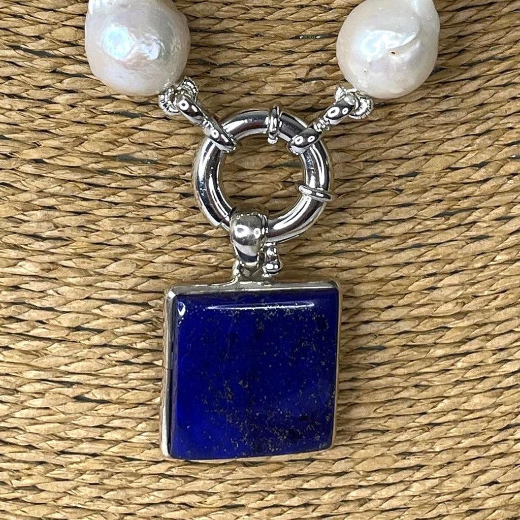 Lapis Lazuli square sterling silver pendant